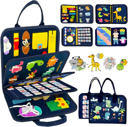 Qizfun Busy Board Book Montessori Toys for 1 2 3 4 Year Old, Boy Birthday Gifts, Educational
