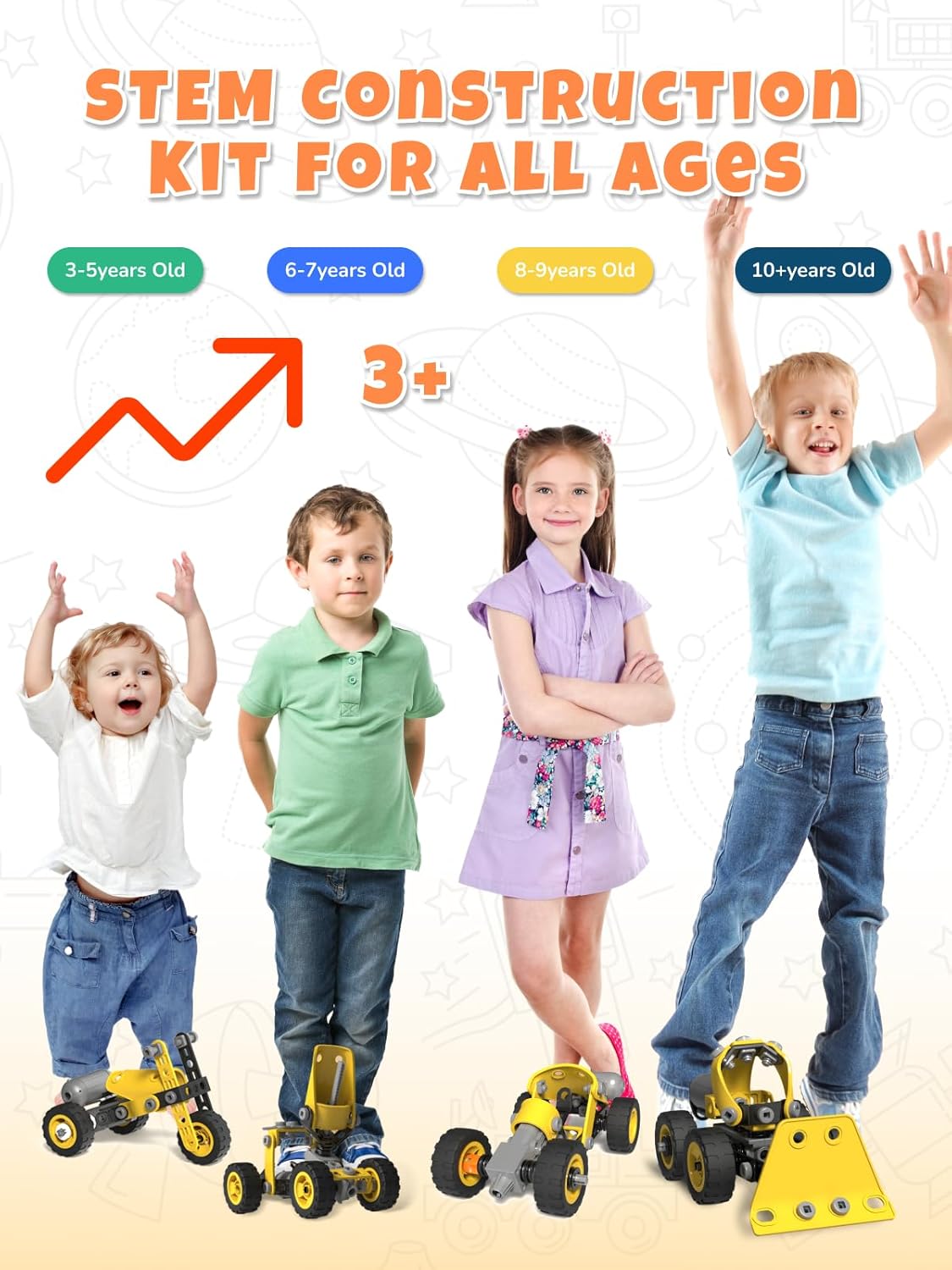 STEM Toys for 5-8 Year Old Boys, 10-in-1 Electric Toy Building Blocks for Kids Ages 4-8 Educational