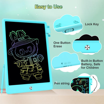10.5 Inch LCD Writing Tablet for Kids, Colorful Toddler Doodle Board - Erasable Drawing Pad