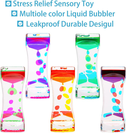 Liquid Motion Bubbler, 5 Pack Stress Management Sensory Toys, Relief Fidget Water Timers,Relaxing
