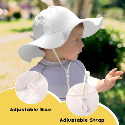 HONGTEYA Baby Sun Hat Toddler Girl Beach Hat Adjustable Outdoor Summer Hat UPF 50+ Sun Protection