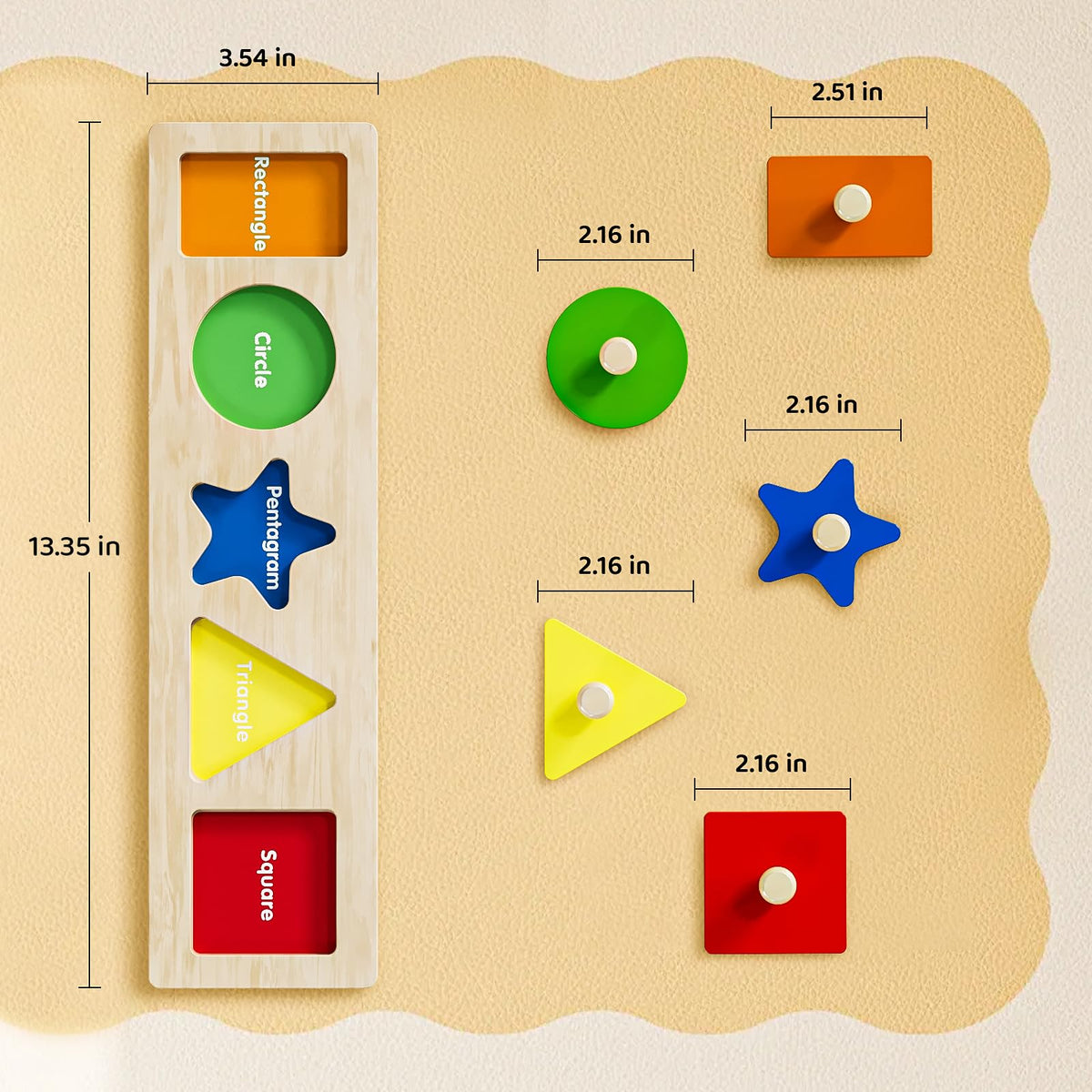 QODOFLR First Jumbo Knob Wooden Shape Puzzle for Toddlers 1-3,Montessori Toddler Puzzle Toys for1-2