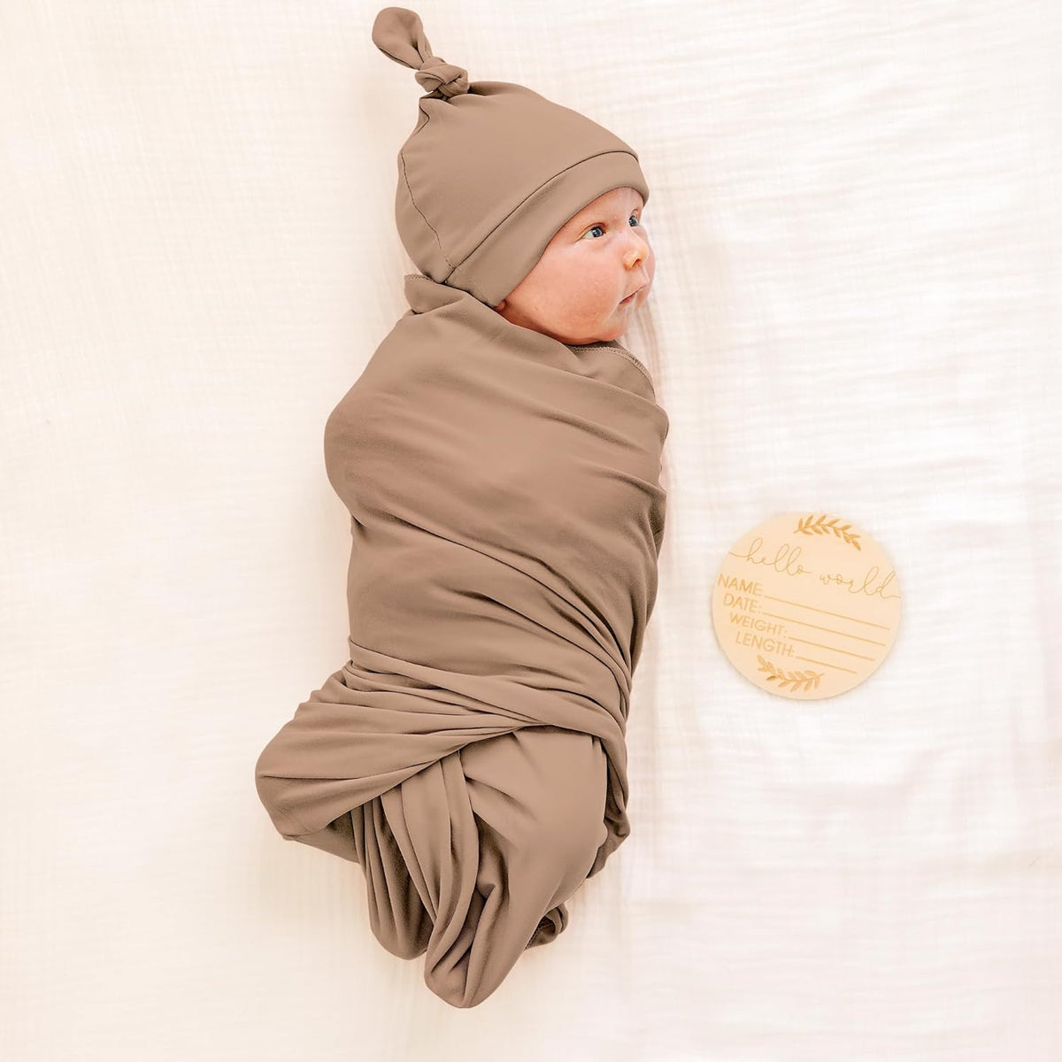 Konssy Baby Girl Newborn Receiving Blanket with Matching Headband and Beanie Set Baby Swaddle