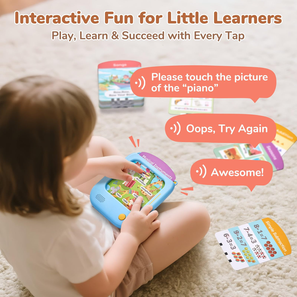 JoyCat Kids Learning Tablet, 156-Page Talking Phonics Flash Cards