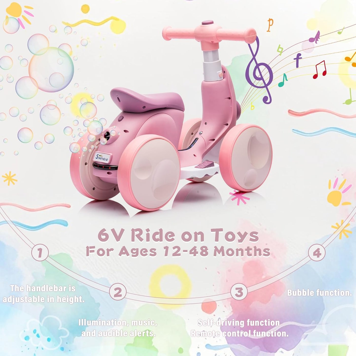 6V Electric Baby Balance Bike for 1 Year Old Boys Girls Ride on Toys 12-48 Months Toddler Balance
