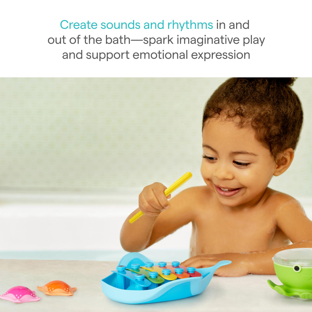 Munchkin® Bath Beats™ Bath Toy, Musical Set Includes Xylophone, Bath Drum & Shakers, Fun for