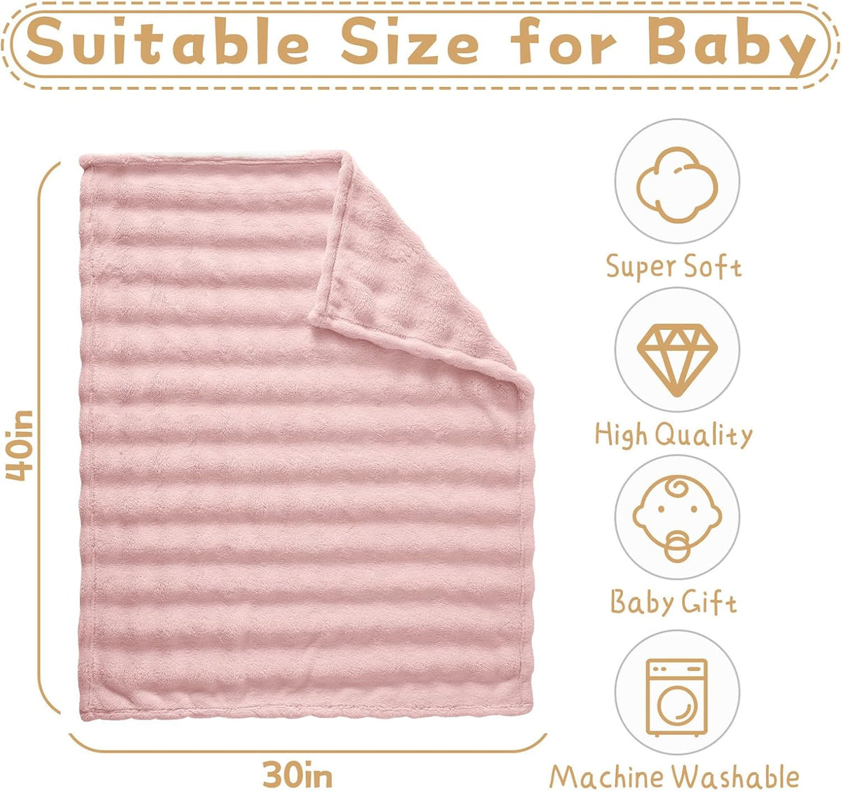 Fleece Baby Blanket for Girls Bubble Design, Warm Cozy and Fluffy Infant Newborn Toddler Small