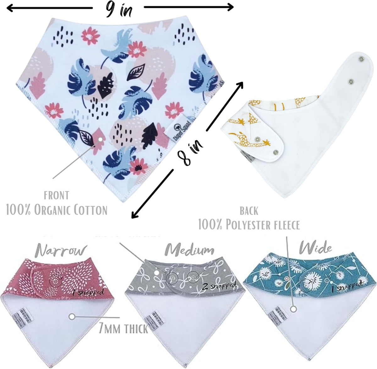DiaperSquad's Baby Bibs for Drooling and Teething, Bibs for Boys, Baby Girl - Solid Cotton Baby