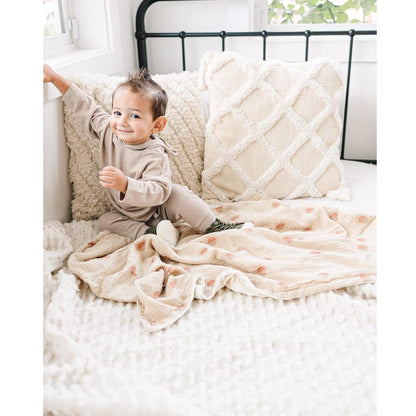 Konssy Baby Blankets for Unisex Boys Girls, Super Soft Nursery Minky Blankets with Muslin Cotton