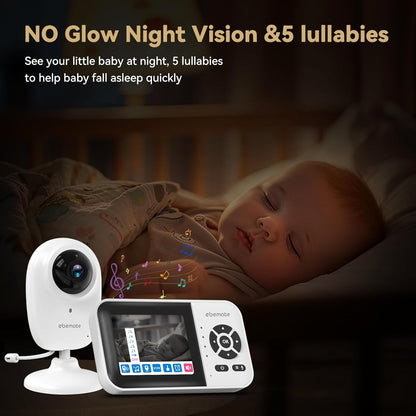 ebemate WiFi Video Baby Monitor,2.8" Display with 1080P Camera,No Glow Night Vision,2-Way Talk &