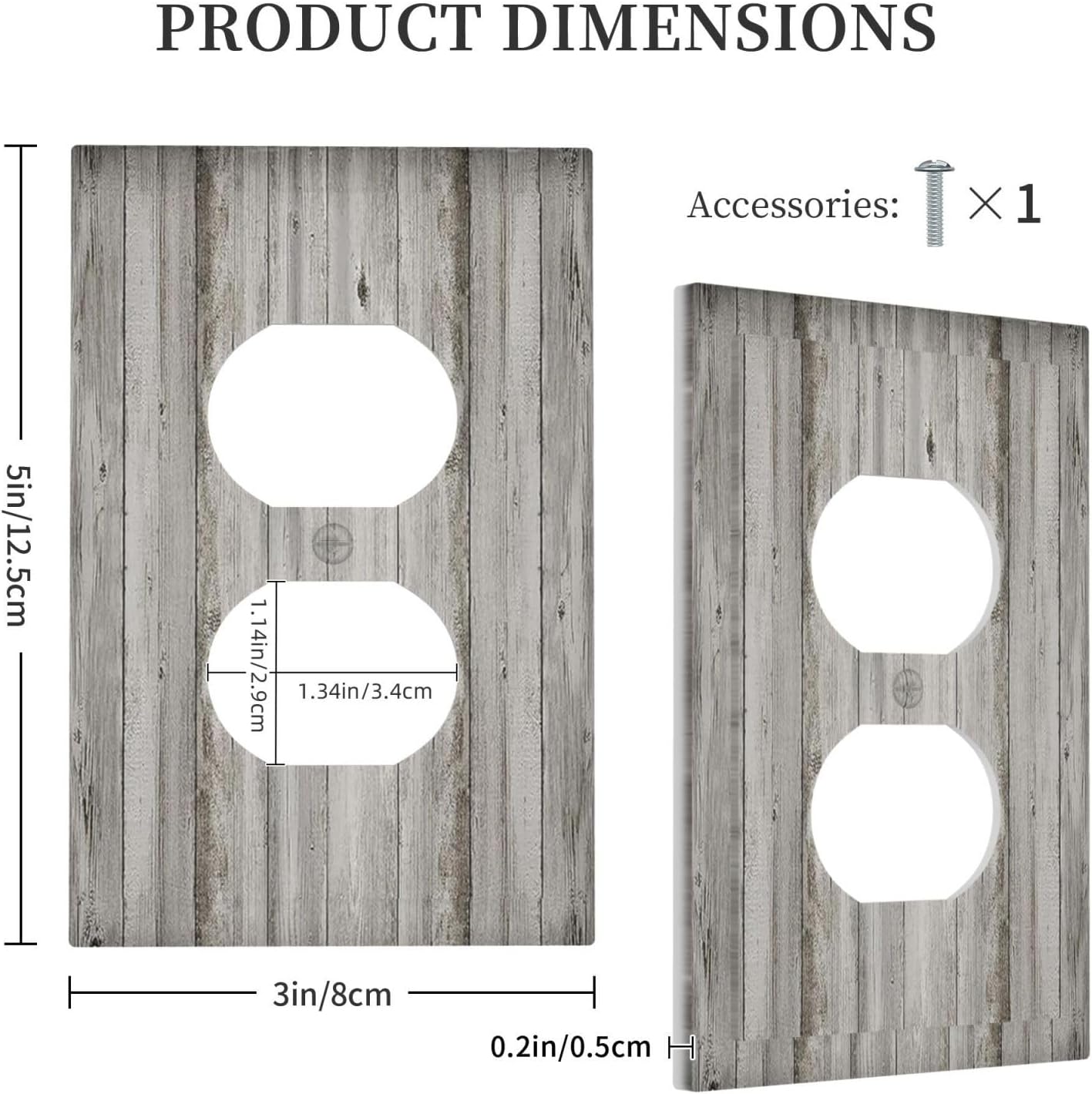 Outlet Covers Farmhouse Rustic Grey Barn Door Wood 1 Gang Duplex Wall Plate Decorative Switch