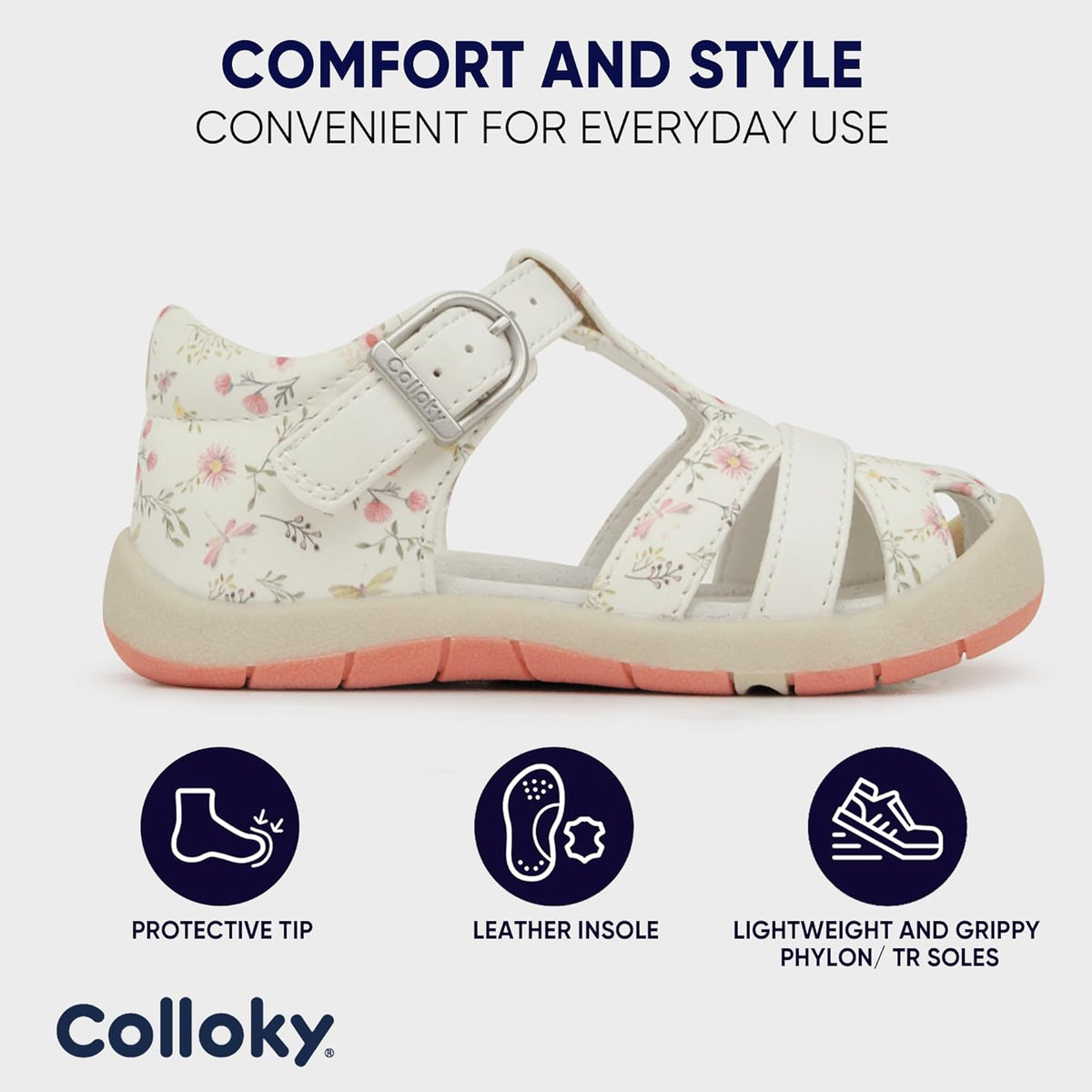 Toddler Girls Fisherman Buckle Sandals - Comfortable Summer Sandals with Closed Toe & Adjustable