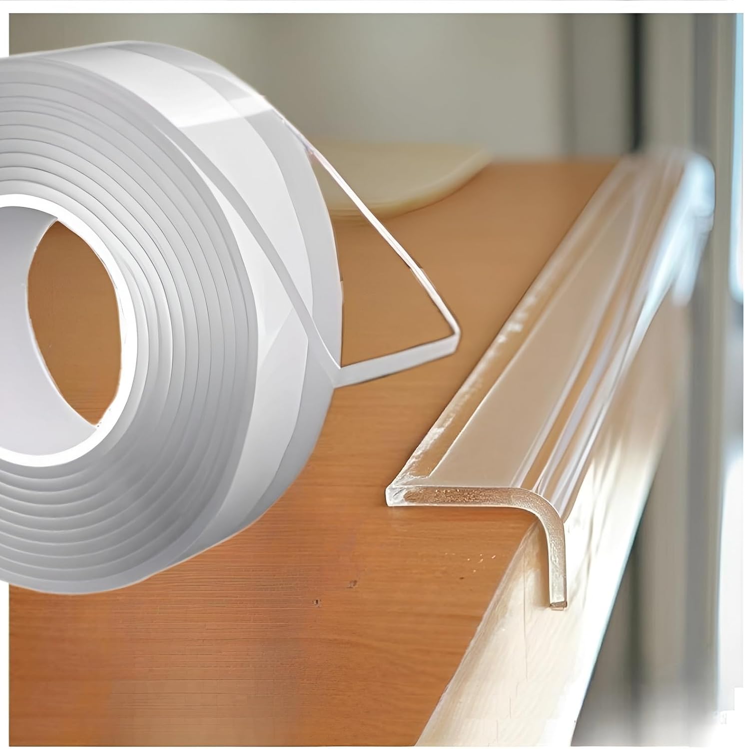 Clear Self Adhesive Edge,1.18in Width x118.2in Length,(3cmx3m) Self-Adhesive Table Edge Guard,Sharp