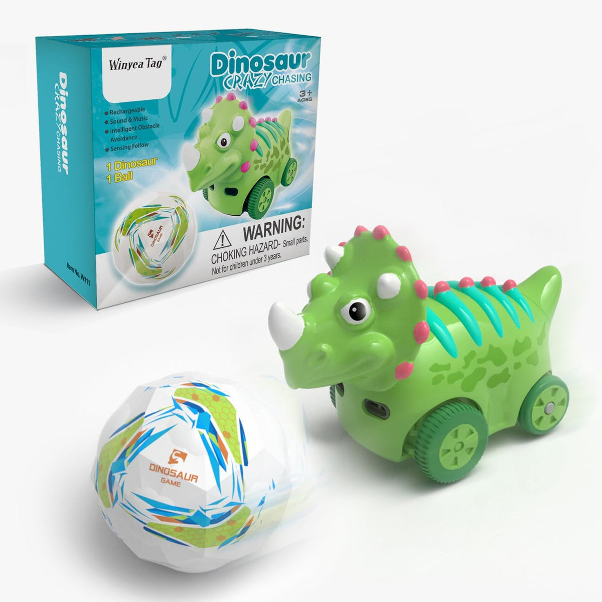 Interactive Dinosaur Toy Car, Electronic Dinosaur Car with Smart Follow Ball and Gesture Control