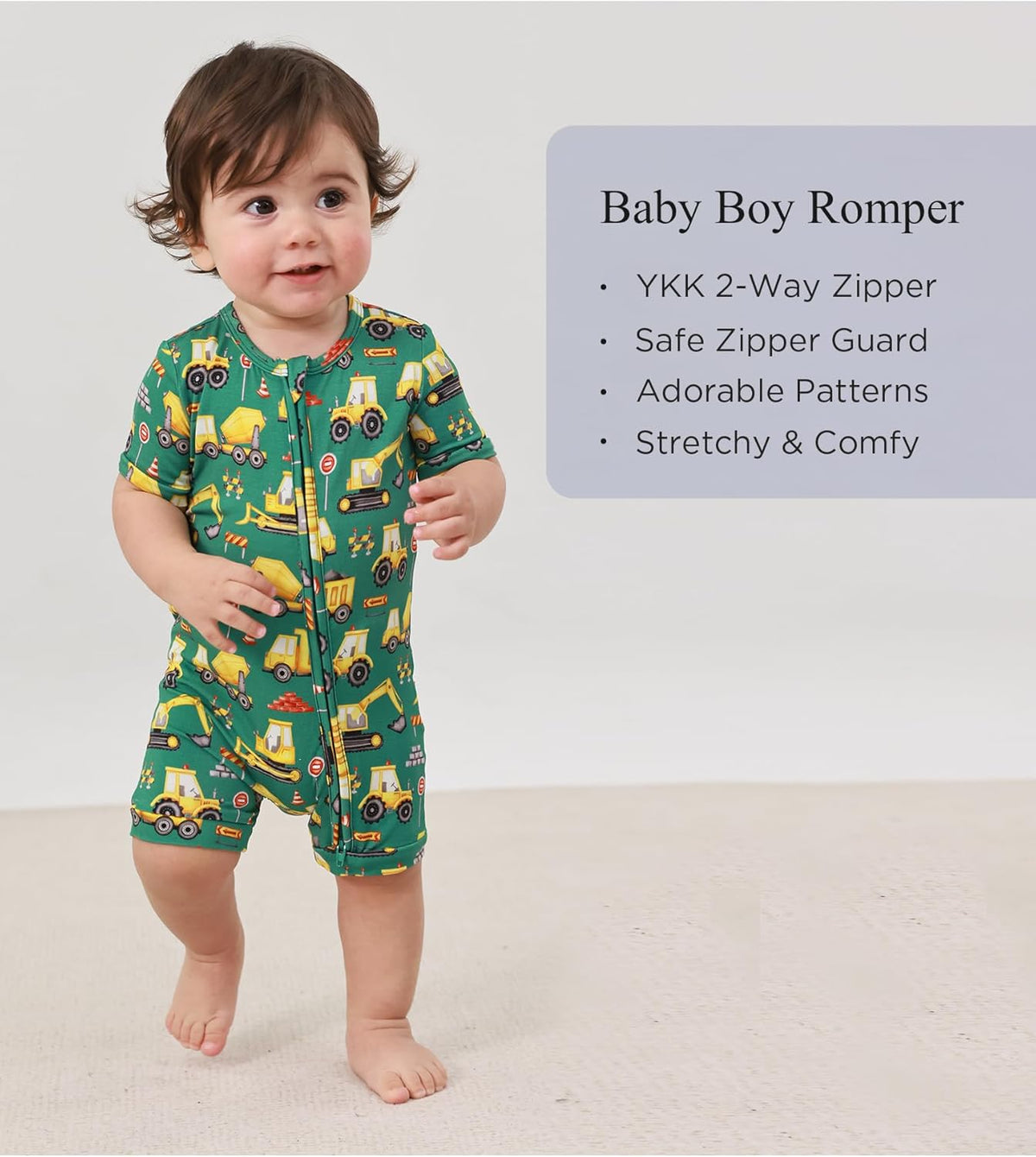 Baby Boys Bamboo Viscose Short Sleeve Romper Soft Comfy Infant Summer Jumpsuit