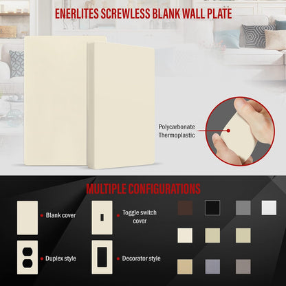 ENERLITES Screwless Blank Wall Plate, Child Safe Blank Device Outlet Cover, Standard Size, 1-Gang