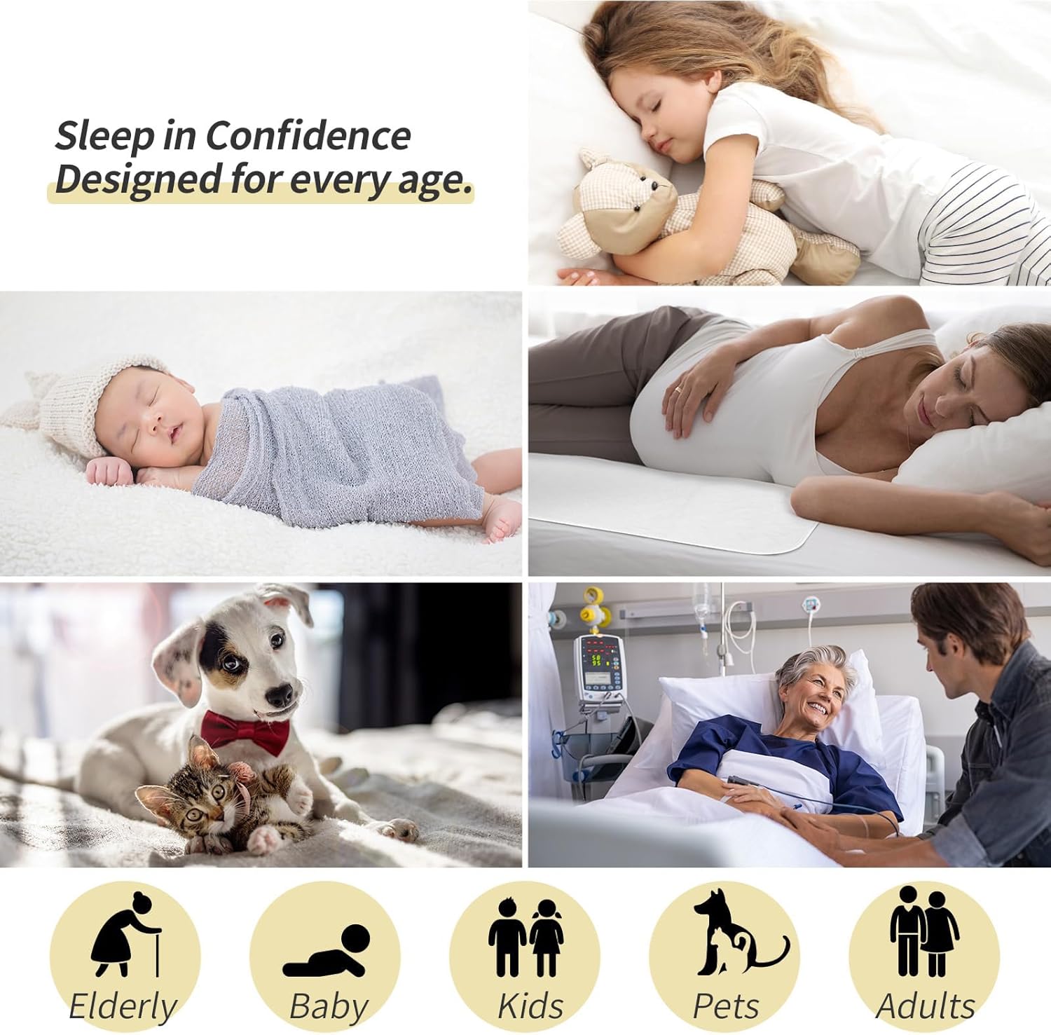 CoolShields Waterproof Bed Pads Incontinence 34'' x 52'' (4 Pack) Washable Reusable Bedwetting