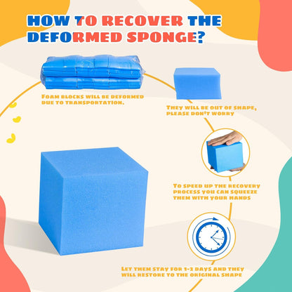 Foam Pit Cubes, 24 PCS 5 Inches Gymnastics Foam Blocks Trampoline Blocks, Multi-Sport Protective
