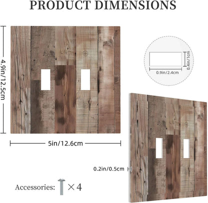 Decorative Switch Covers Plate Retro Wood Plank Vintaga Wooden Board 2 Gang Wall Plate Unique
