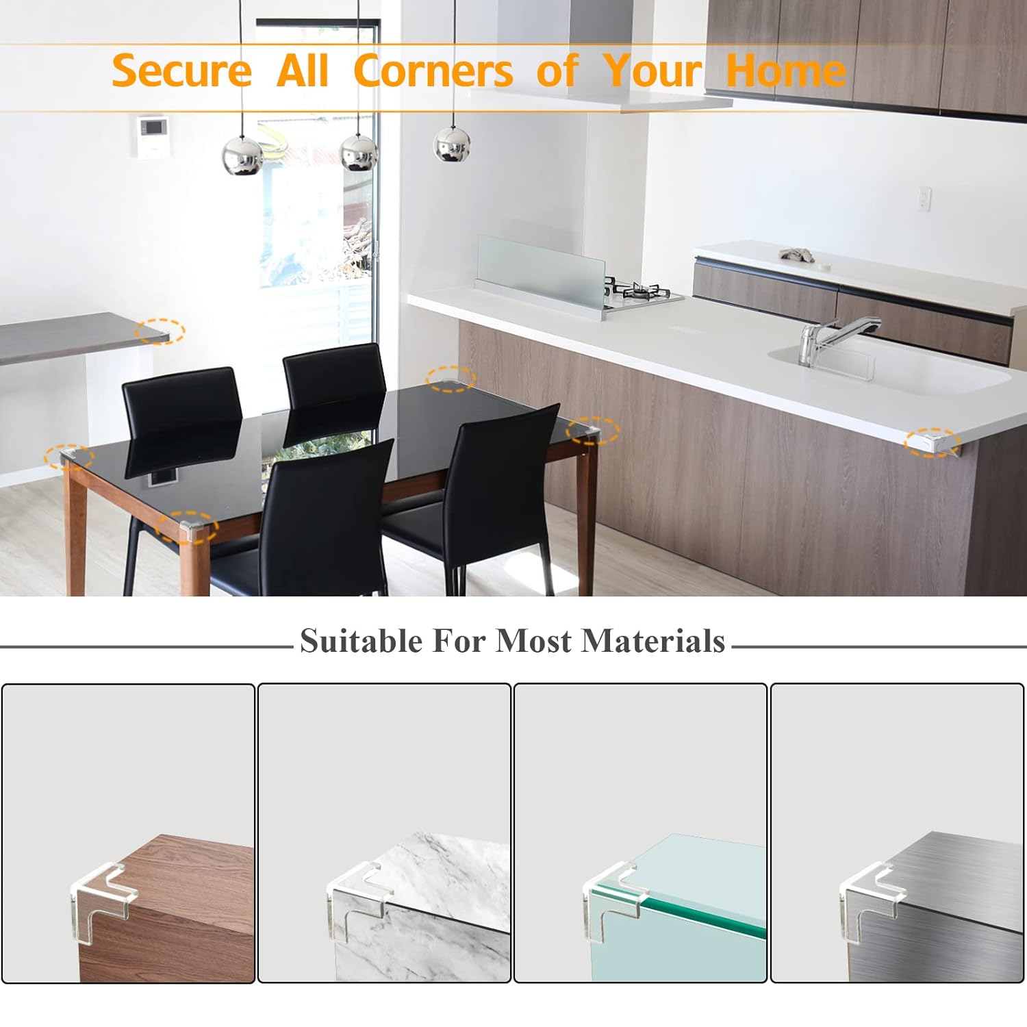 8 Pack Corner Protectors, Clear Table Corner Guards Protectors Baby Proof Furniture Corners & Edges