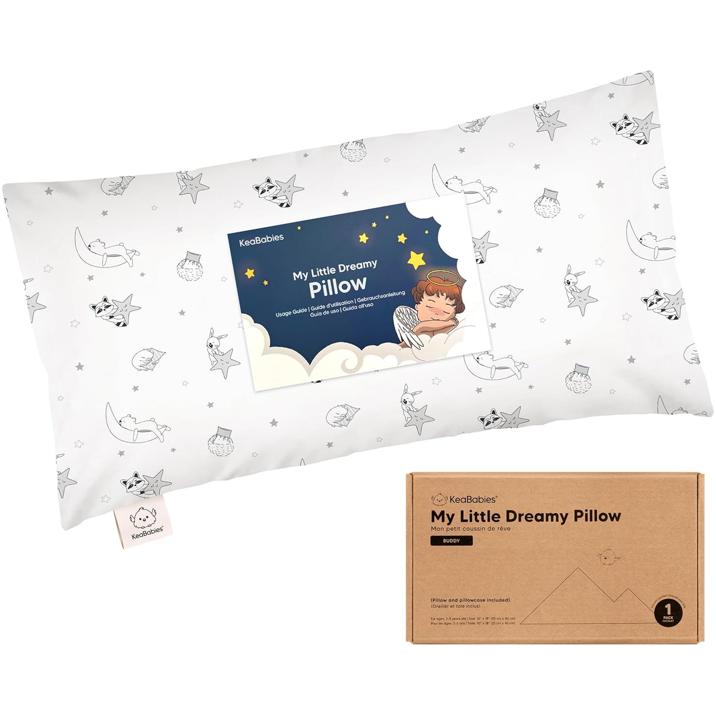 Toddler Pillow with Pillowcase - 10x18 My Little Dreamy Kids Travel Bed Pillows for Sleeping