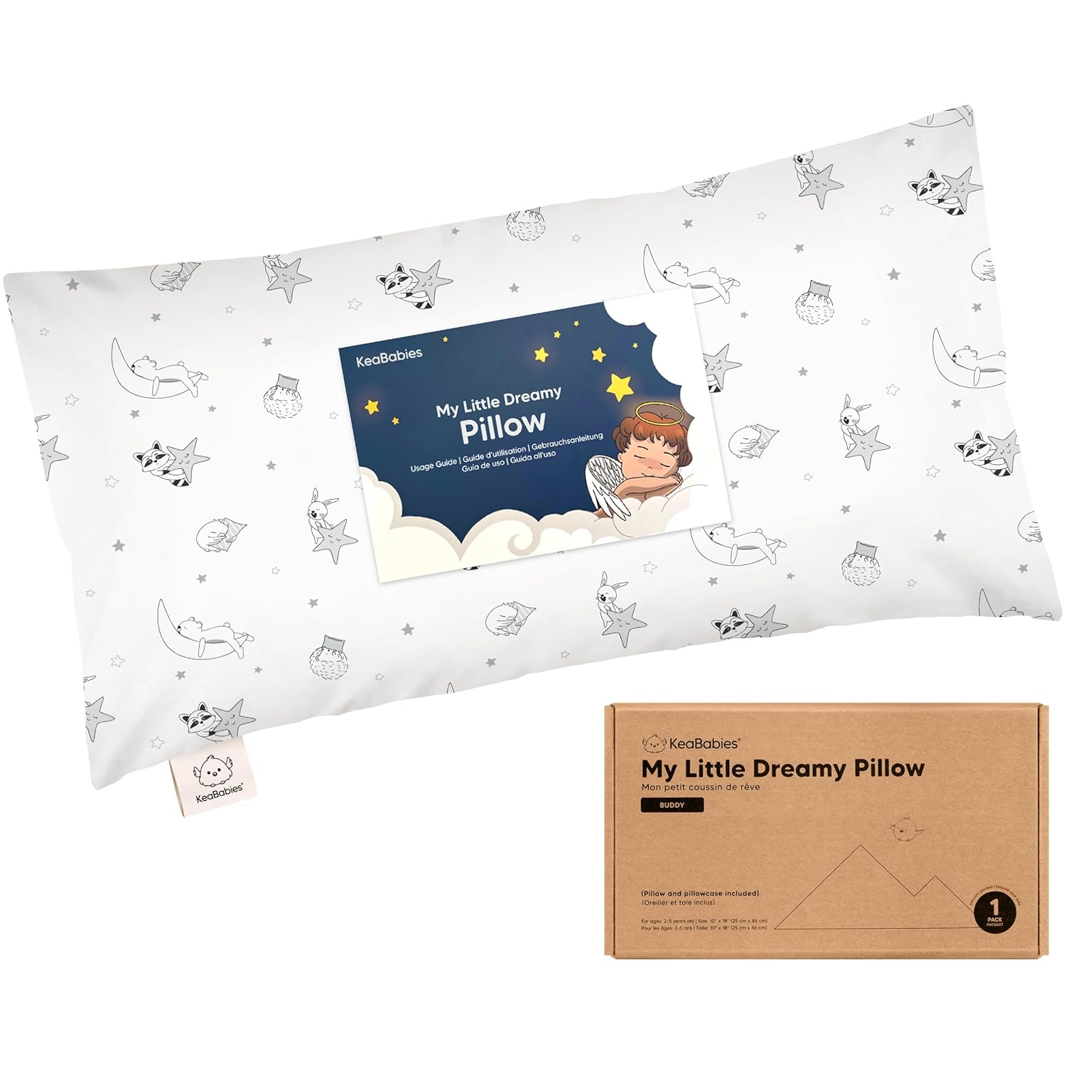 Toddler Pillow with Pillowcase - 10x18 My Little Dreamy Kids Travel Bed Pillows for Sleeping