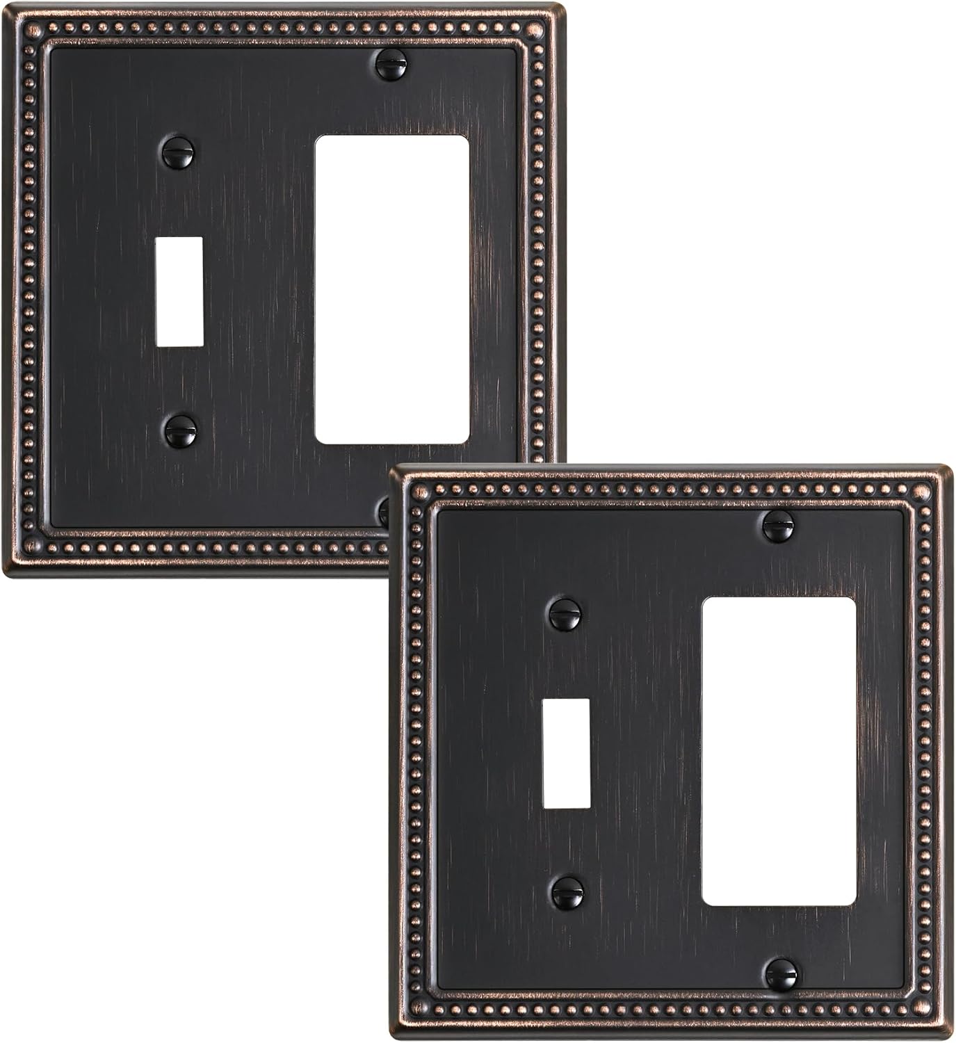 2-Pack Combo Toggle/Decorator Light Switch Cover Plate, Pearls Decorative Electrical Outlet Covers