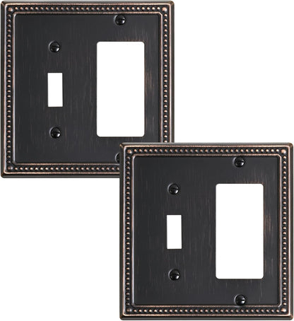 2-Pack Combo Toggle/Decorator Light Switch Cover Plate, Pearls Decorative Electrical Outlet Covers