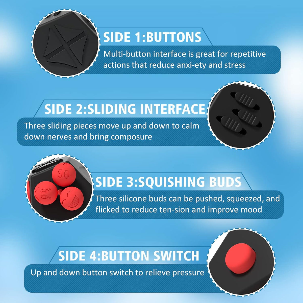 Fidget Dodecagon –12 Side Fidget Toy Cube Relieves Stress and Anxiety Anti Depression Cube for