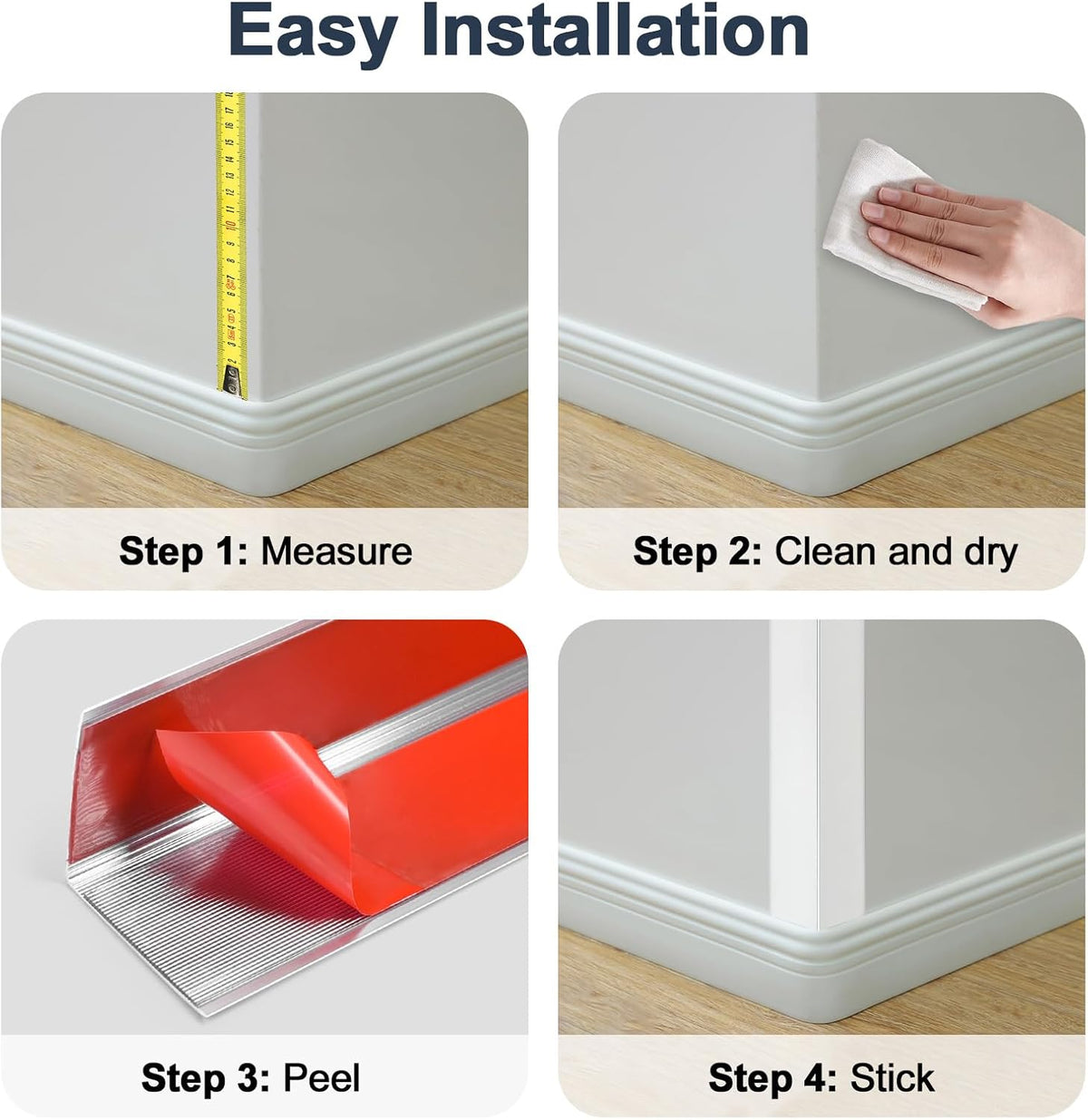 4PCS 45" Aluminum Metal Corner Protectors, Self Adhesive Corner Guards, Metal Wall Edge Protector