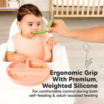 KeaBabies Silicone Baby Spoons, Self Feeding 6-12 months - 3-Pack Baby Weaning Eating Utensils