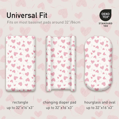 Gllquen Baby Bassinet Sheets 4 Pack, Breathable Cozy Fitted Mattress Sheet, Elastic Travel Crib