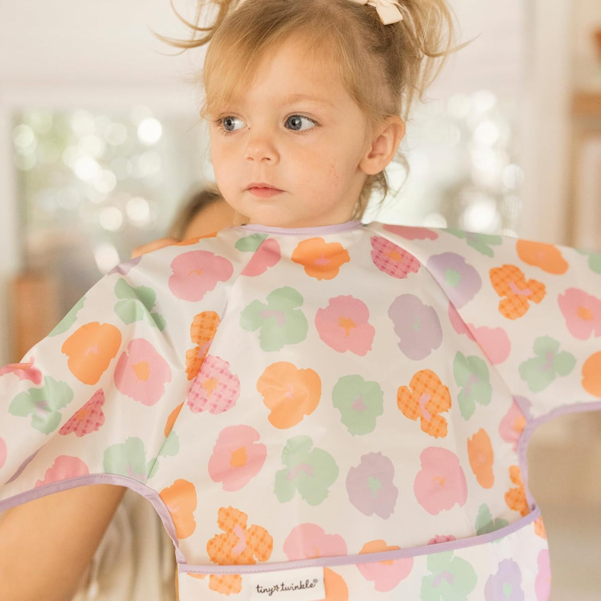 Tiny Twinkle Mess Proof Baby Bib,Waterproof Smock Baby Bib for Eating,Machine Washable Long Sleeve