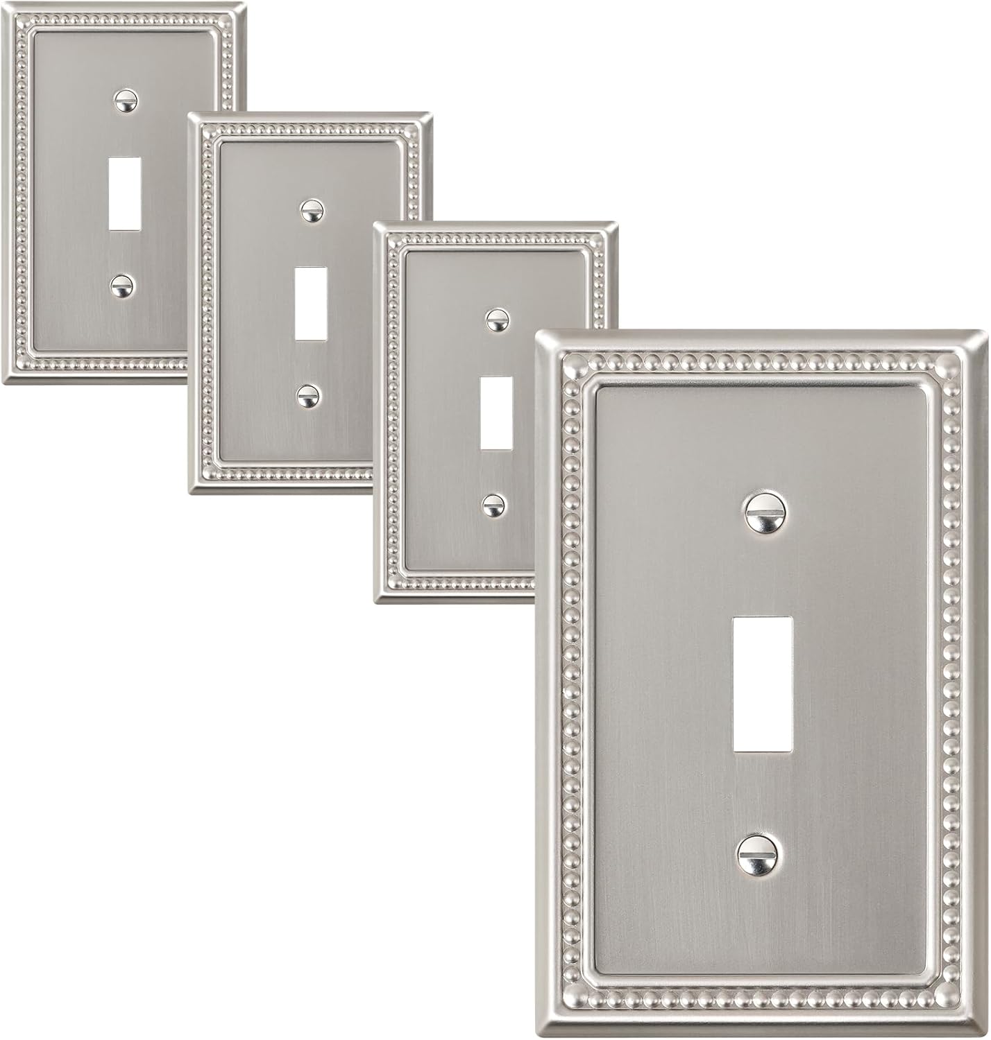 4-Pack Single Toggle Light Switch Cover Plate, Pearls Decorative Switch Plate Covers, Brushed