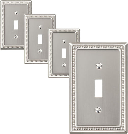 4-Pack Single Toggle Light Switch Cover Plate, Pearls Decorative Switch Plate Covers, Brushed