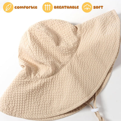 HONGTEYA Baby Sun Hat Toddler Girl Beach Hat Adjustable Outdoor Summer Hat UPF 50+ Sun Protection