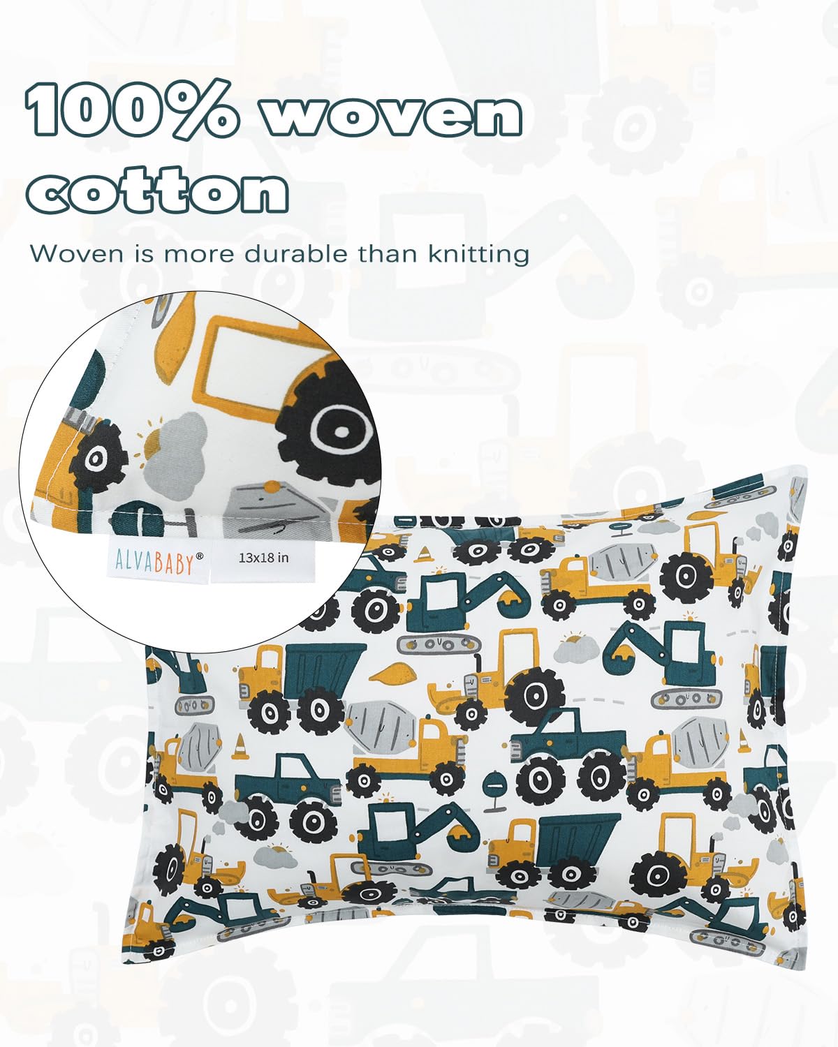 ALVABABY Toddler Pillowcases 2 Pack Organic Cotton Kids Pillow Cover Fit 13"x 18" or 12"x16"