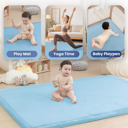 Baby Play Mat for Floor,1.3" Thick Memory foam Tummy Time Mat for