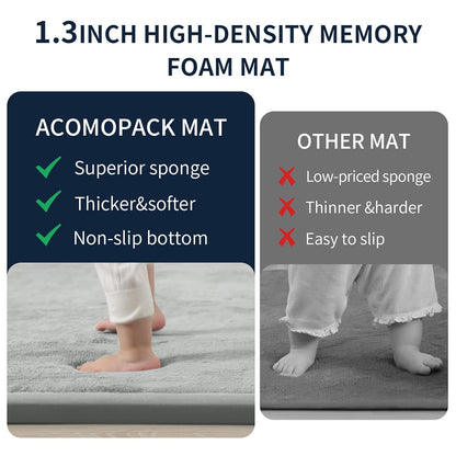 ACOMOPACK Baby Play Mat for Floor 1.3" Thick Memory Foam Play Mat 79"×118" Tummy Time Crawling with