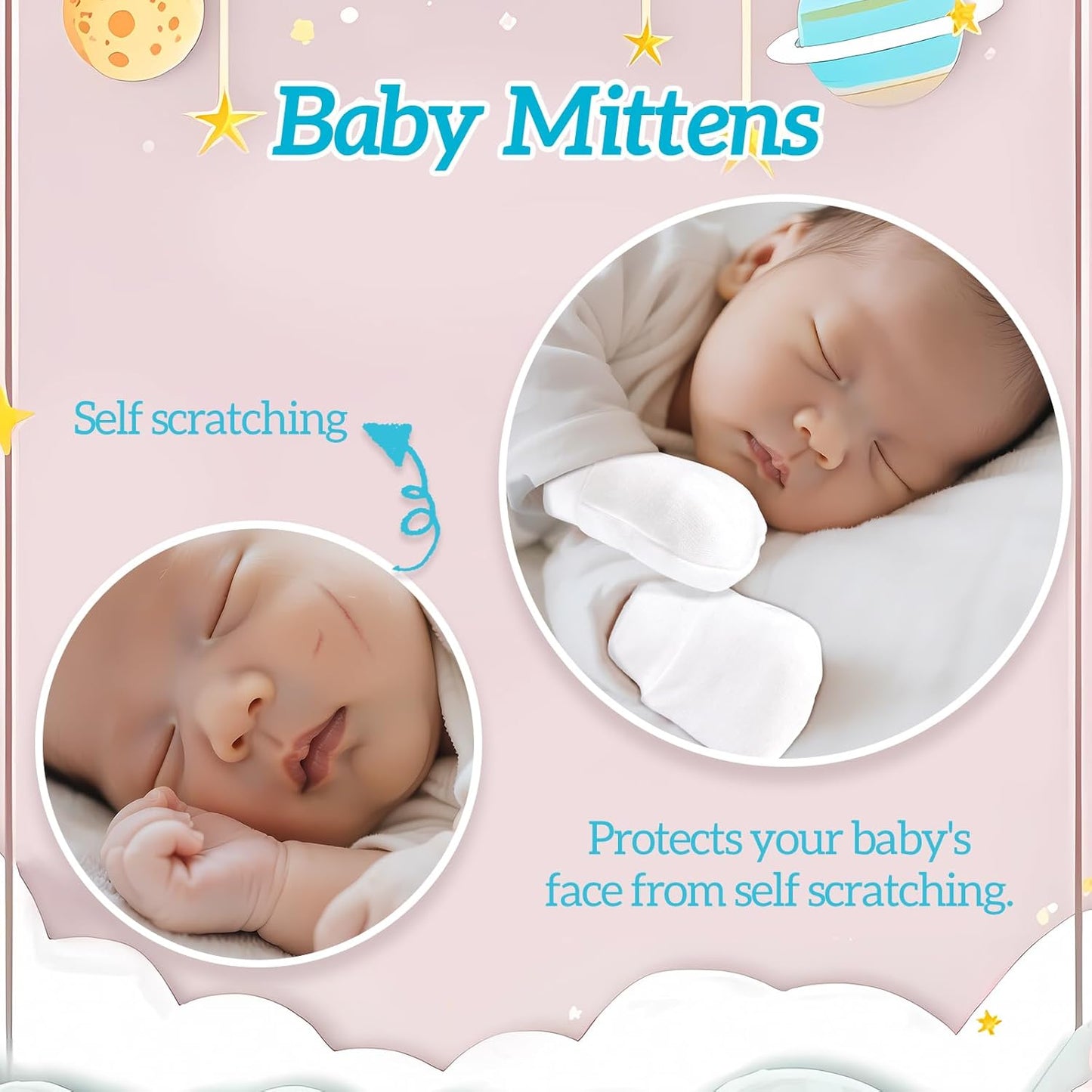 No Scratch Baby Mittens Newborn Infant Toddler Mittens Soft Elastic Wrist Gloves Mitten for 0-6