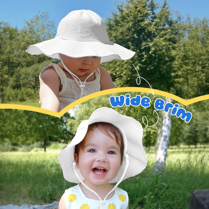 HONGTEYA Baby Sun Hat Toddler Girl Beach Hat Adjustable Outdoor Summer Hat UPF 50+ Sun Protection
