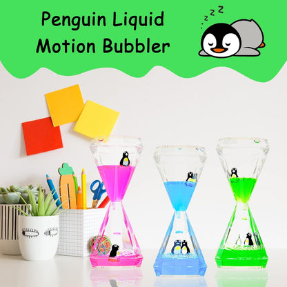 Liquid Motion Bubbler,3 Pack Diamond Shaped Penguin Liquid Timer for Sensory Play,Fidget Toy Stress