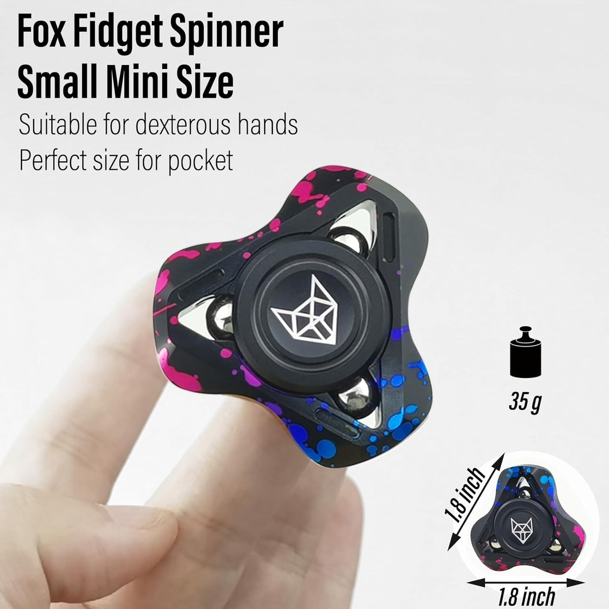 FREELOVE Metal Fidget Spinner for Adults, Upgraded Fox, Stainless Steel Fidget Toys, High Spin Long