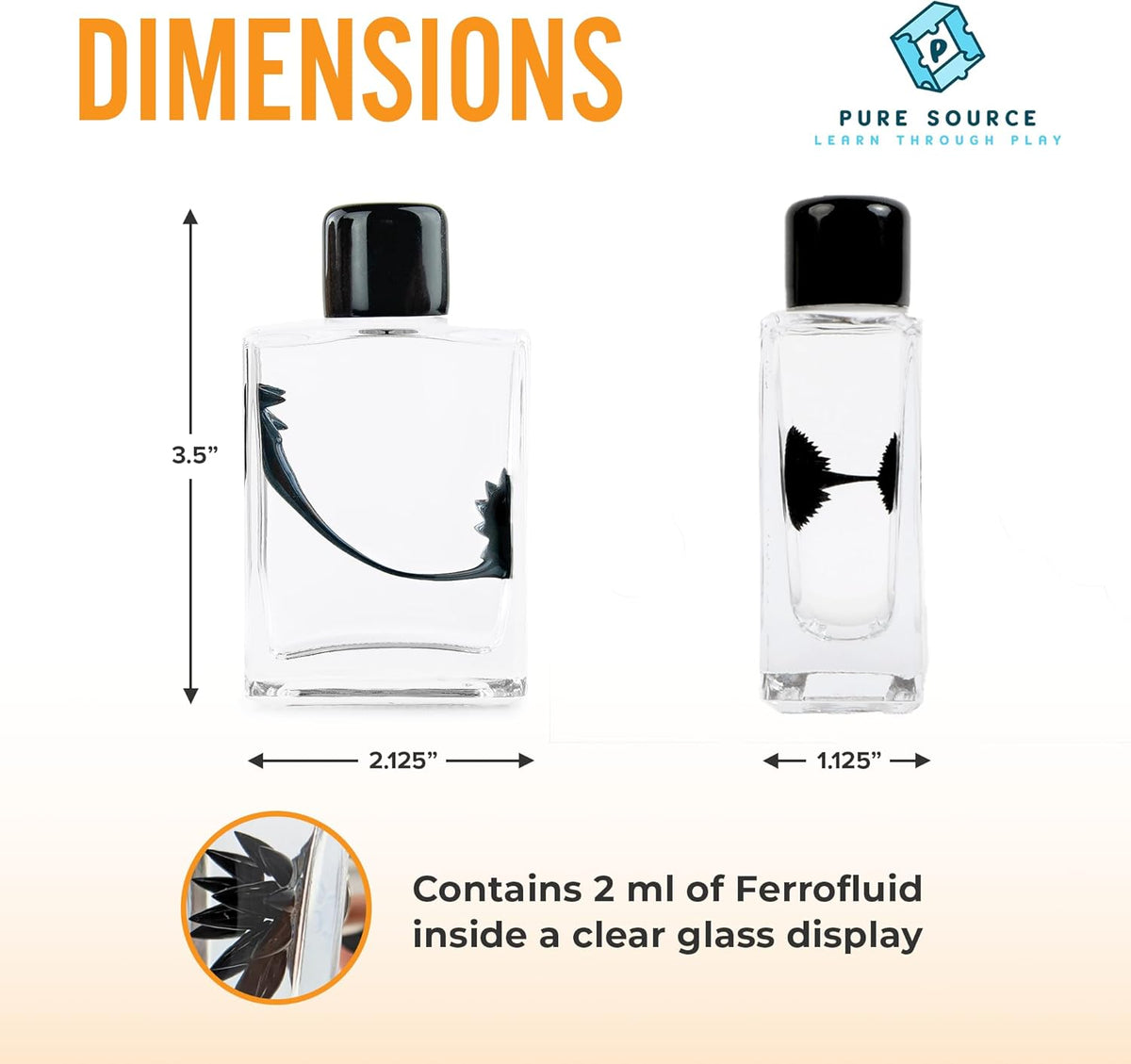 FerroFluid Display Toy Bottle – Ferro Fluid Liquid Metal STEM Toy, Magnetic Desk Toy with Neodymium