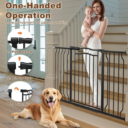 29.5-53.1" Extra Wide Baby Gate for Stairs No Drilling, 30" Tall Auto Close Press Mounted Baby Gate