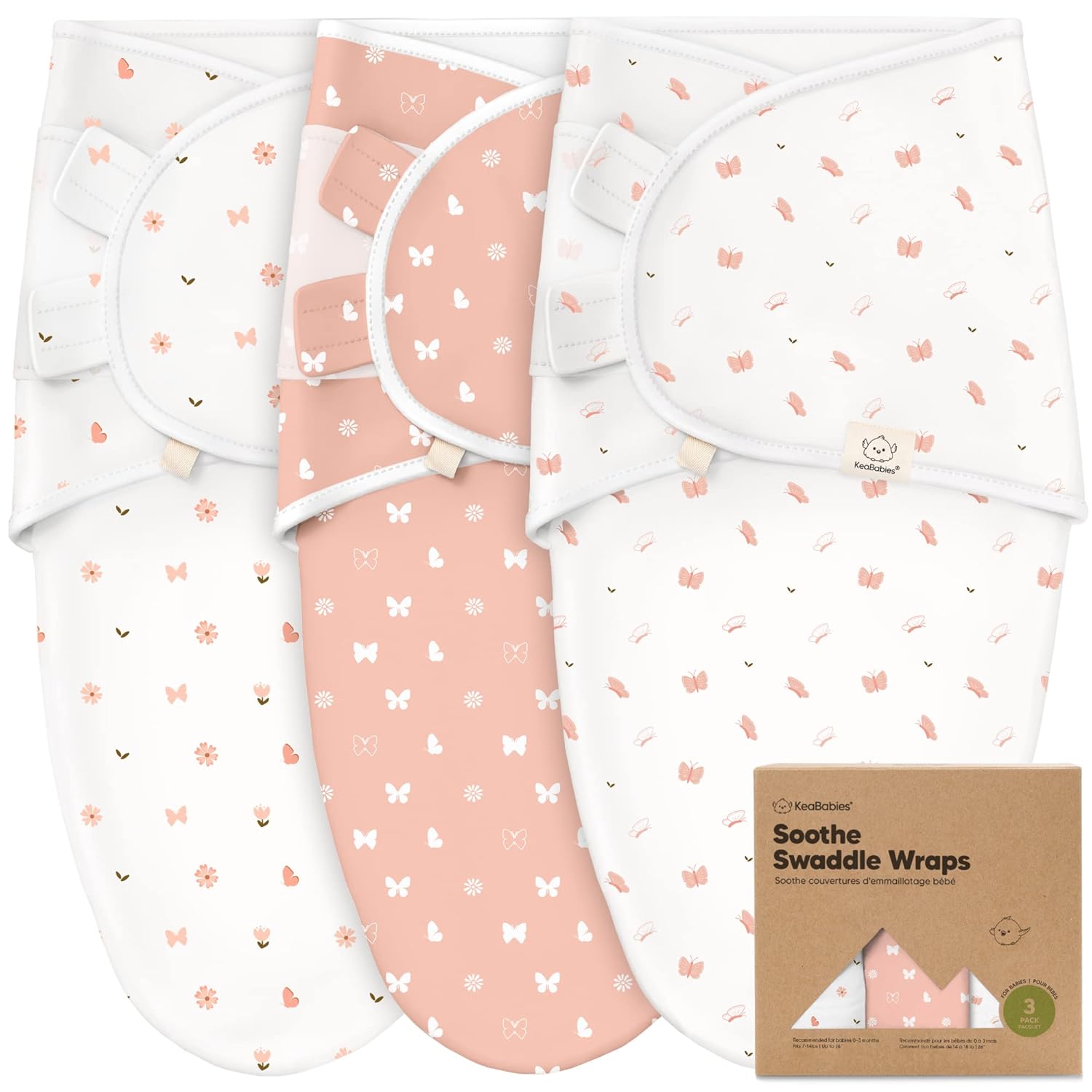 3-Pack Organic Baby Swaddle Sleep Sacks - Swaddles for Newborns, Infant 0-3 Months, Baby Girls