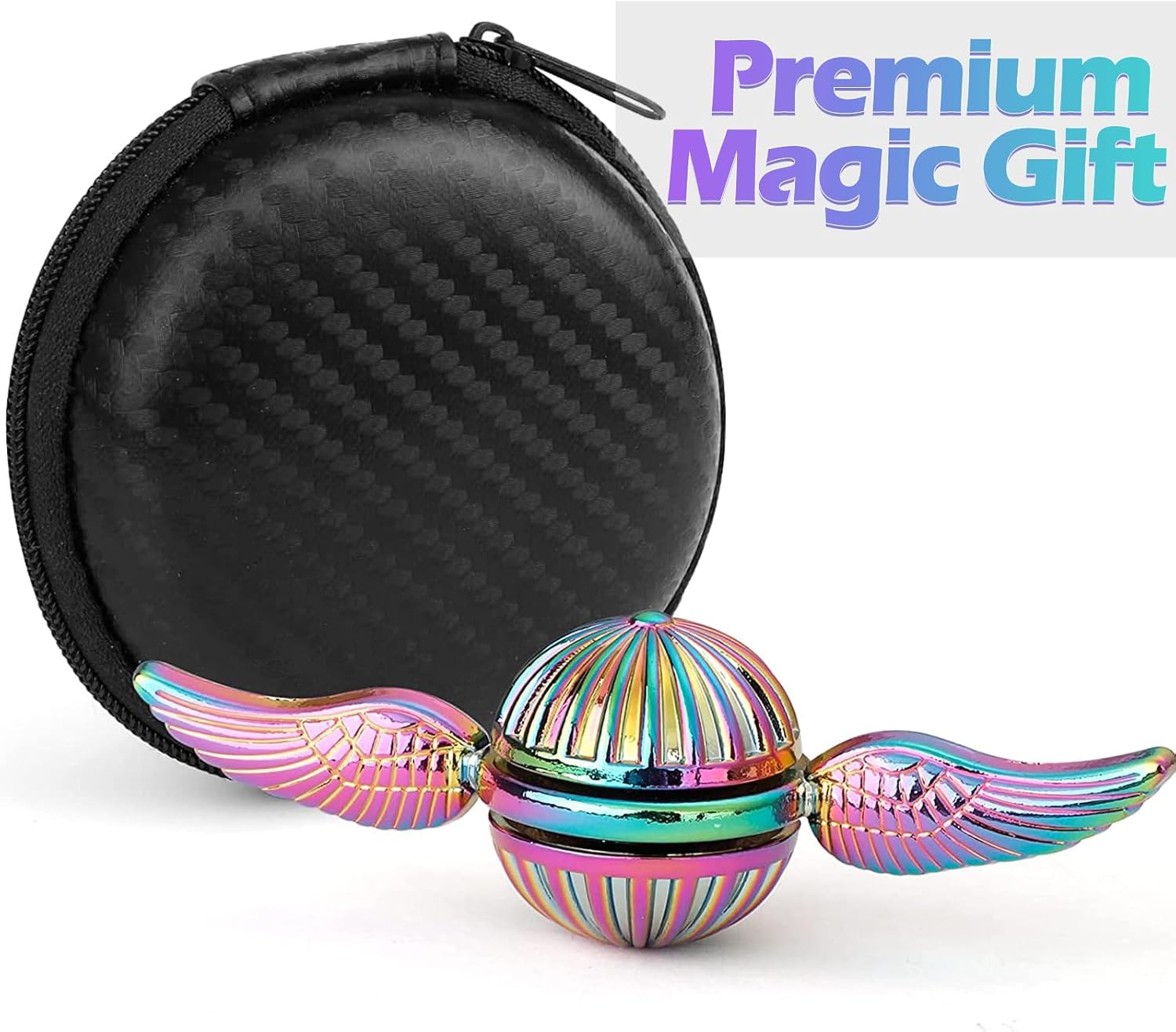 Rainbow Wizarding Fidget Sphere Spinner Metal for Kids Adults, EDC Desk Toy Wings Finger Hand