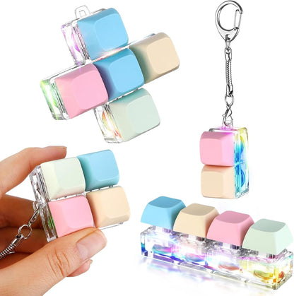 4 Pcs Keyboard Fidget Keychain Decompression Toys Keyboard Fidget Clicker Finger Keyboard