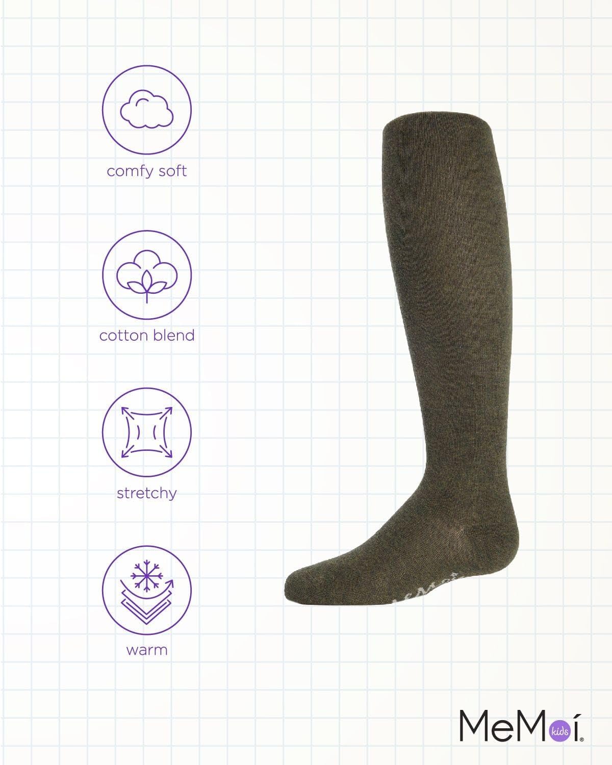 MeMoi Soft Pima Cotton Tights for Girls, Soft and Lightweight Opaque Tights for girls - Sizes 8 to