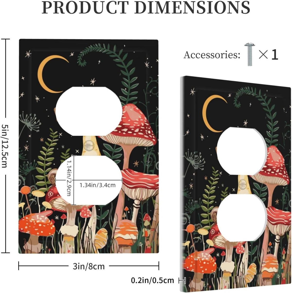 Moon Star Red Mushroom Forest Butterfly Green Plant Outlet Covers 1 Gang Duplex Light Switch Cover